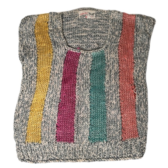 Tops - Vintage 80’s Pop Style Rayon Cotton Blend Striped Sweater Vest
